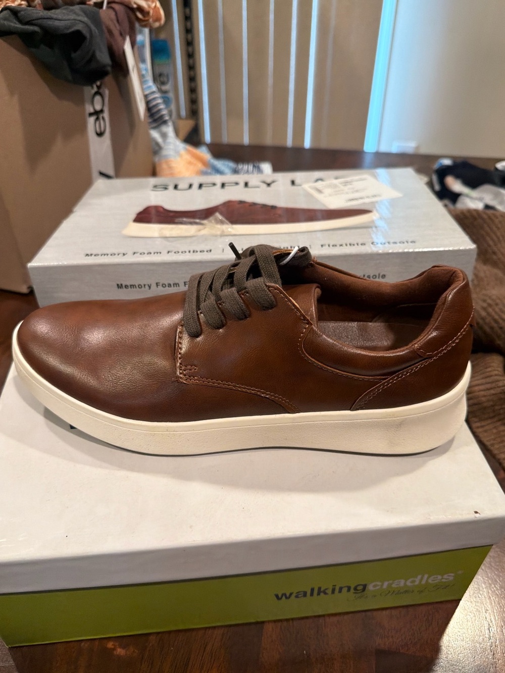 Supply Lab Men’s Whaley Lace Up Fashion Sneakers Brown Leather Size 9.5 M